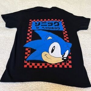 Sonic The HedgeHog T-shirt Mens Sega Black Large graphic on back Size S